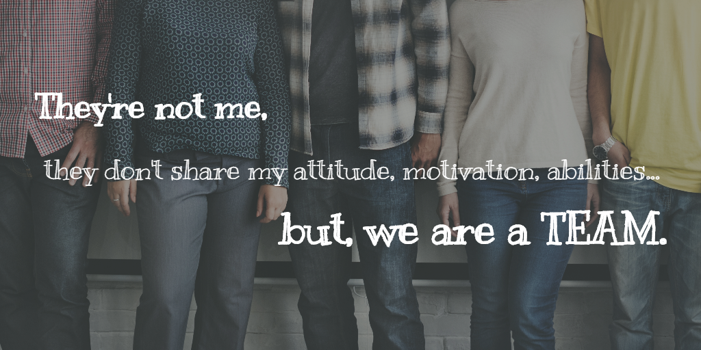 They're not me, they don't share my attitude, motivation, abilities... but, we are a TEAM.
